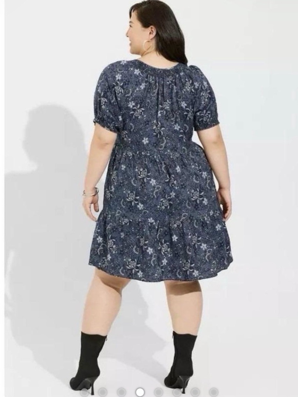 torrid Indigo Blue Floral Smocked Midi Dress - Picture 4 of 5